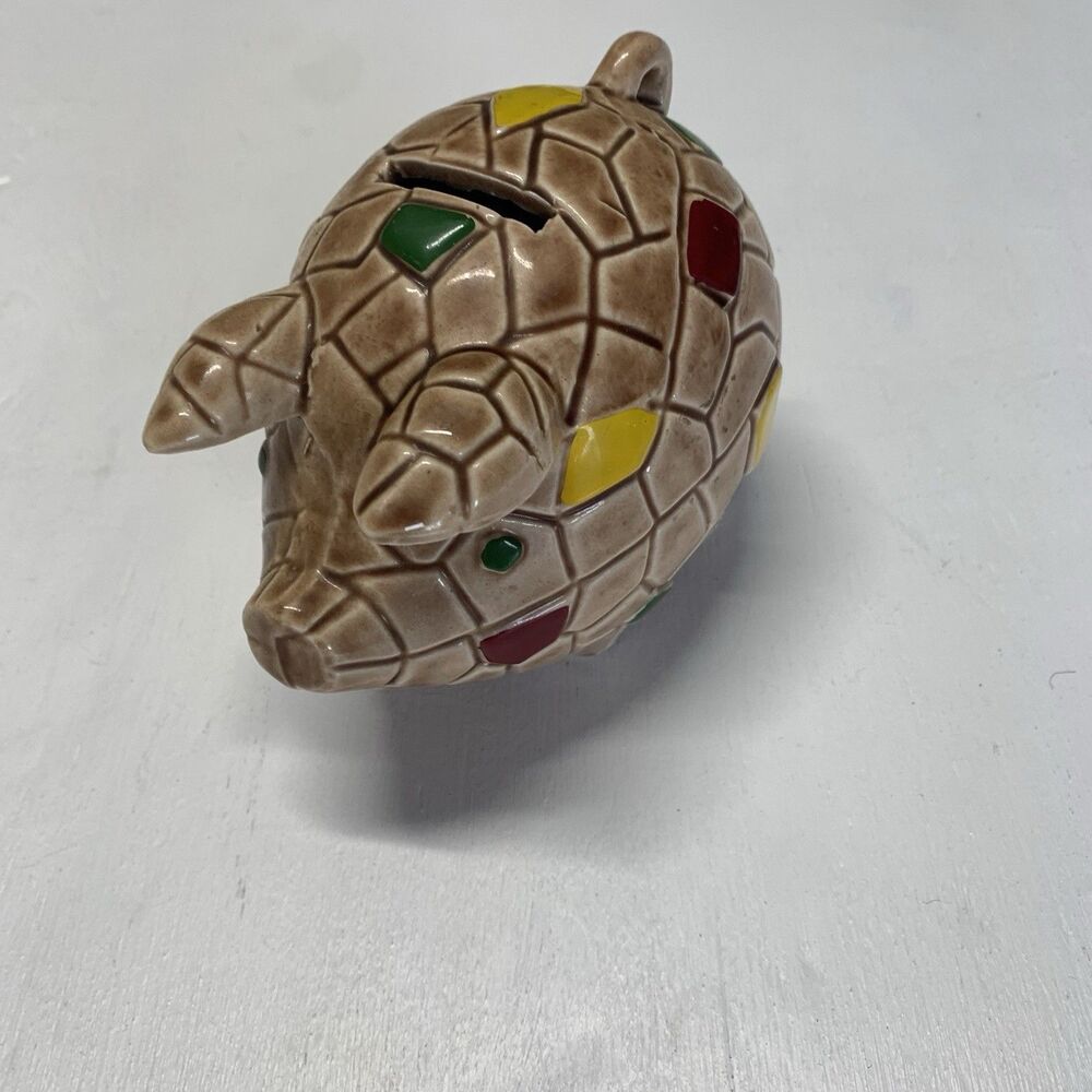 Antique Piggy Bank Figural Hand Painted Porcelain